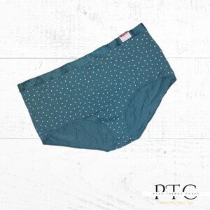 Cacique Cotton Full Briefs Size 26/28 - Green and White Polka Dot| New With Tags